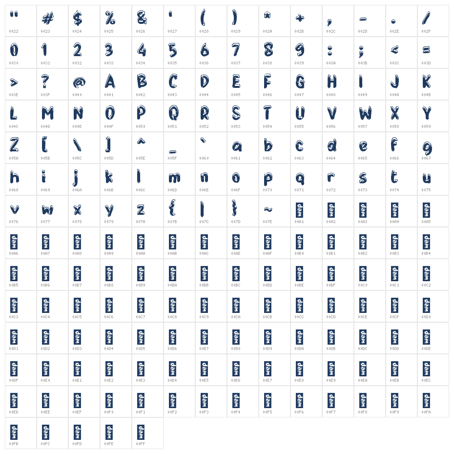 LIME ICE Character Map