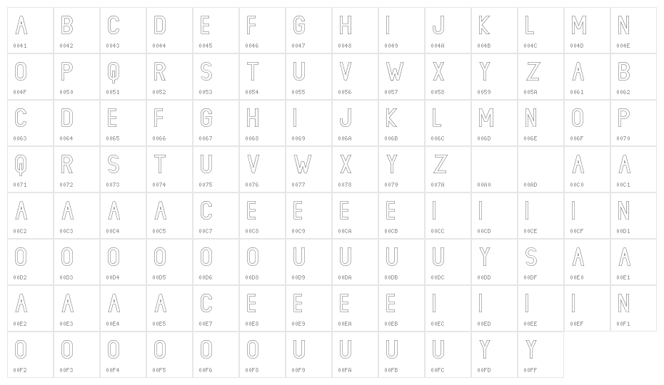 LIONELLO DEMO Stroke Character Map