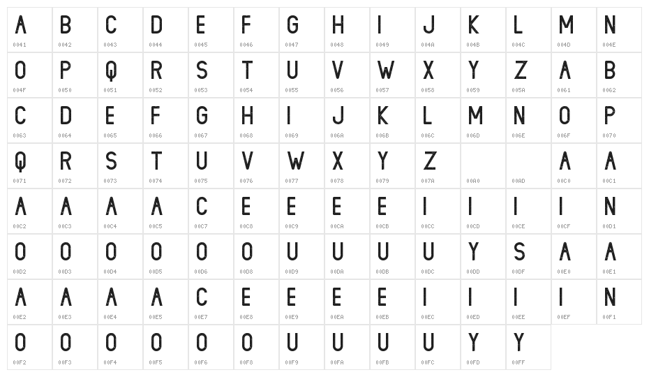 LIONELLO DEMO Character Map