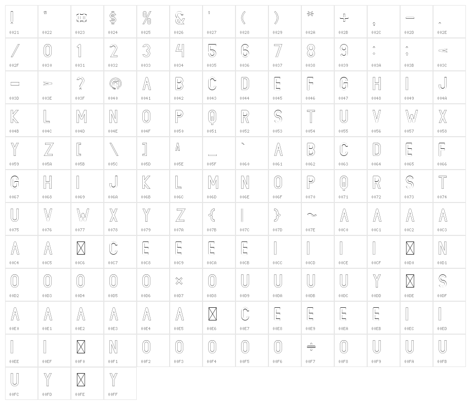 LIONELLO Stroke Character Map