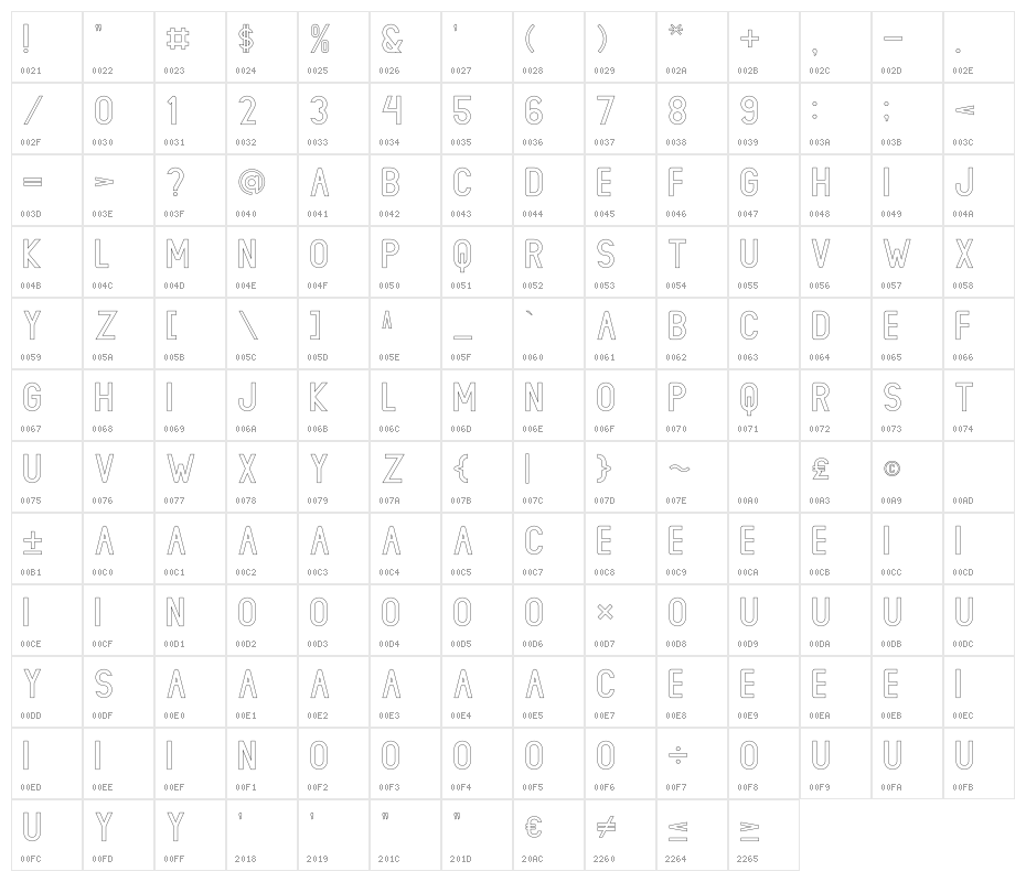LIONELLO Stroke Character Map