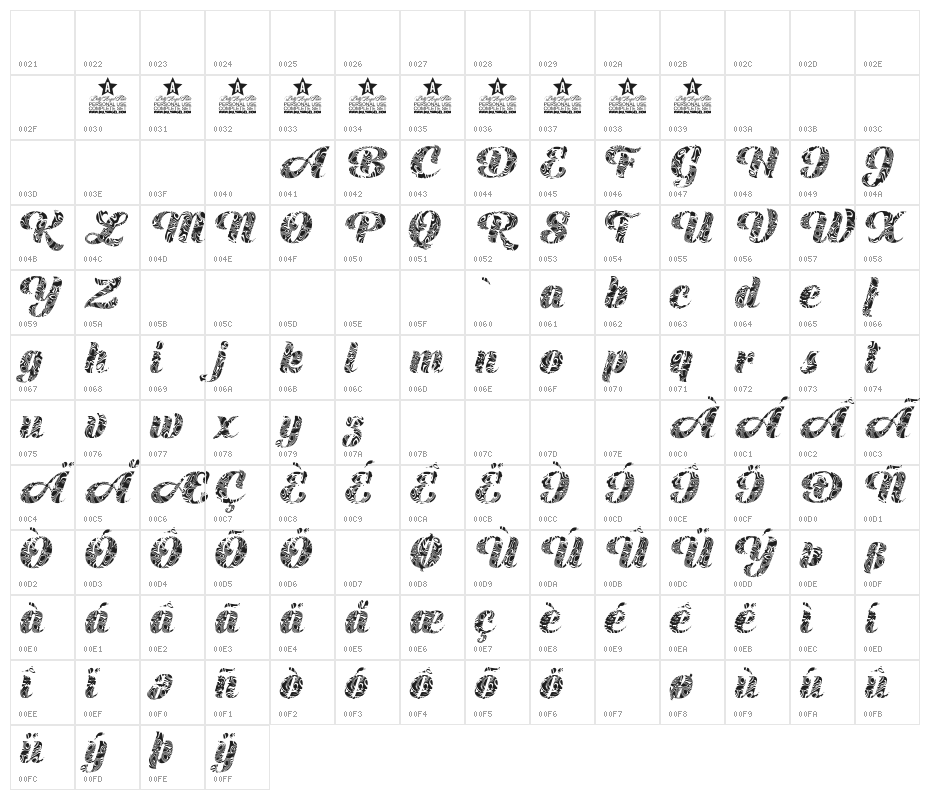 LIQUID SKY PERSONAL USE Character Map