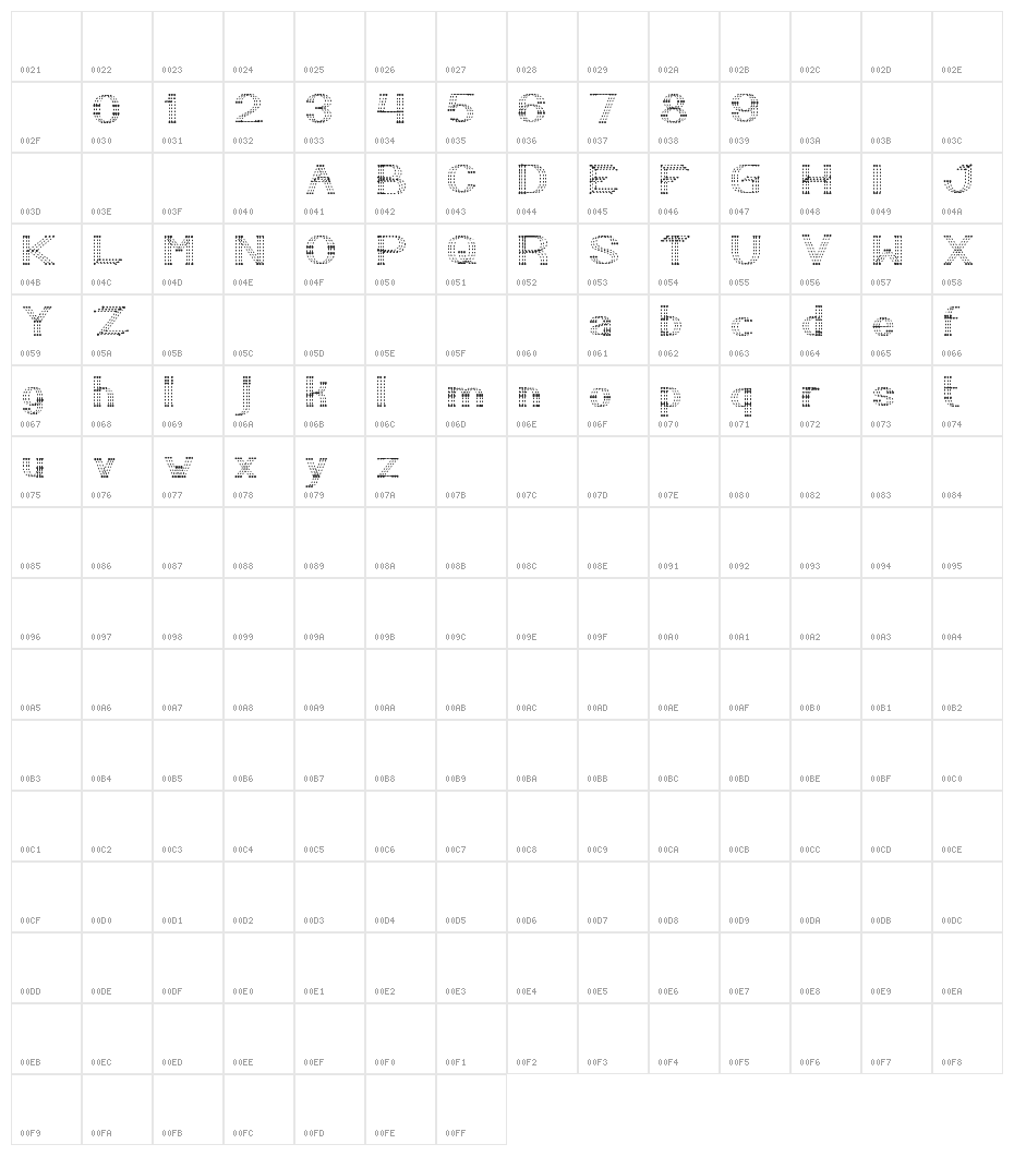 LITTLE RAINY DAY Character Map
