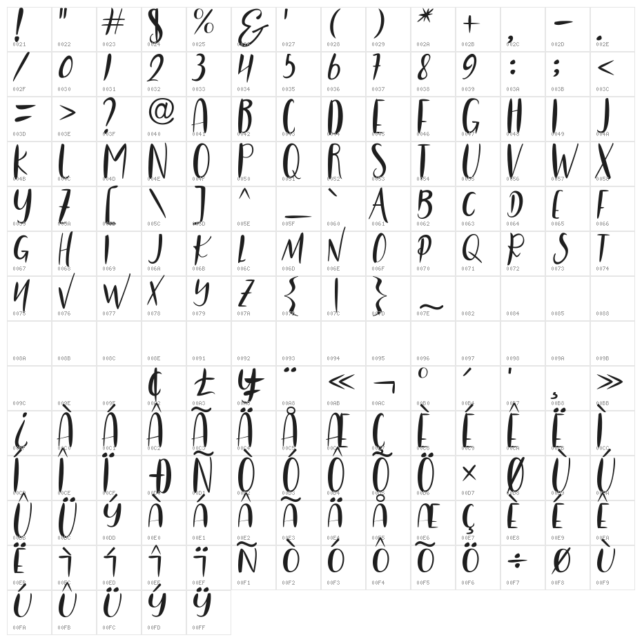 LITTLESTAR-Bold Character Map