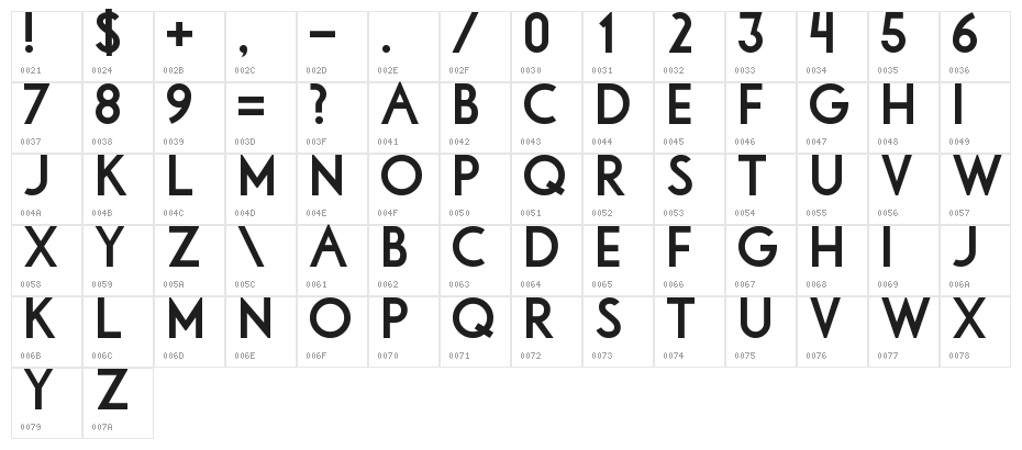 Libby Bold:Version 1.00 Character Map