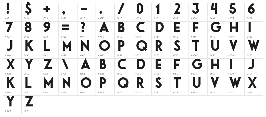 Libby Heavy:Version 1.00 Character Map