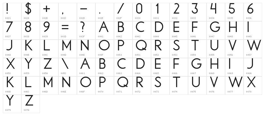 Libby Regular:Version 1.00 Character Map