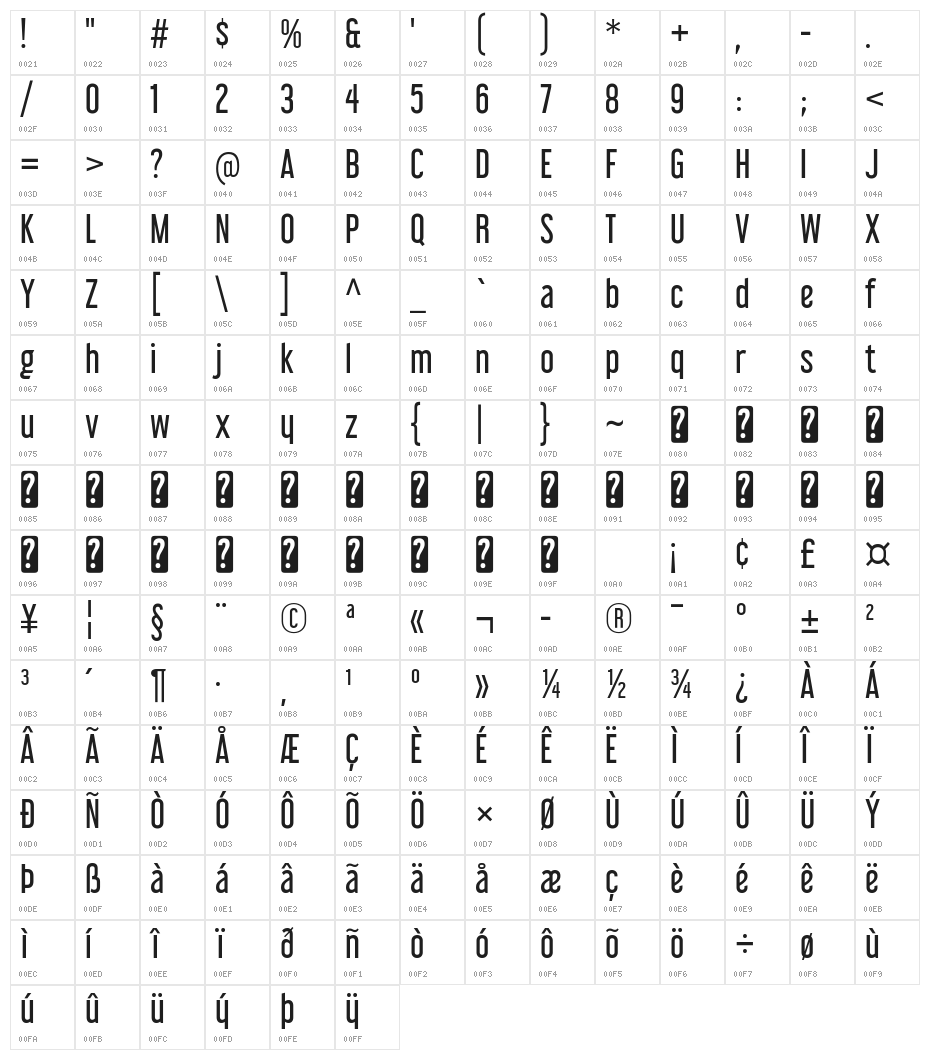 LibelSuitRg-Regular Character Map