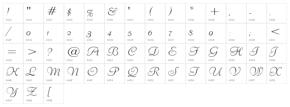 Liberate Wide Normal Character Map