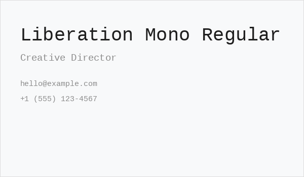 Liberation Mono Regular Business Card