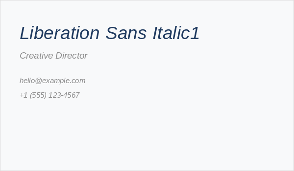 Liberation Sans Italic1 Business Card