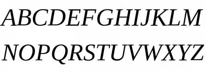 Liberation Serif Italic Schriftart Groß