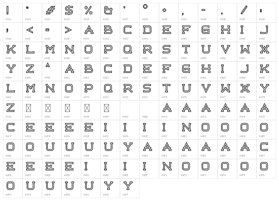 Libercity Outline Character Map