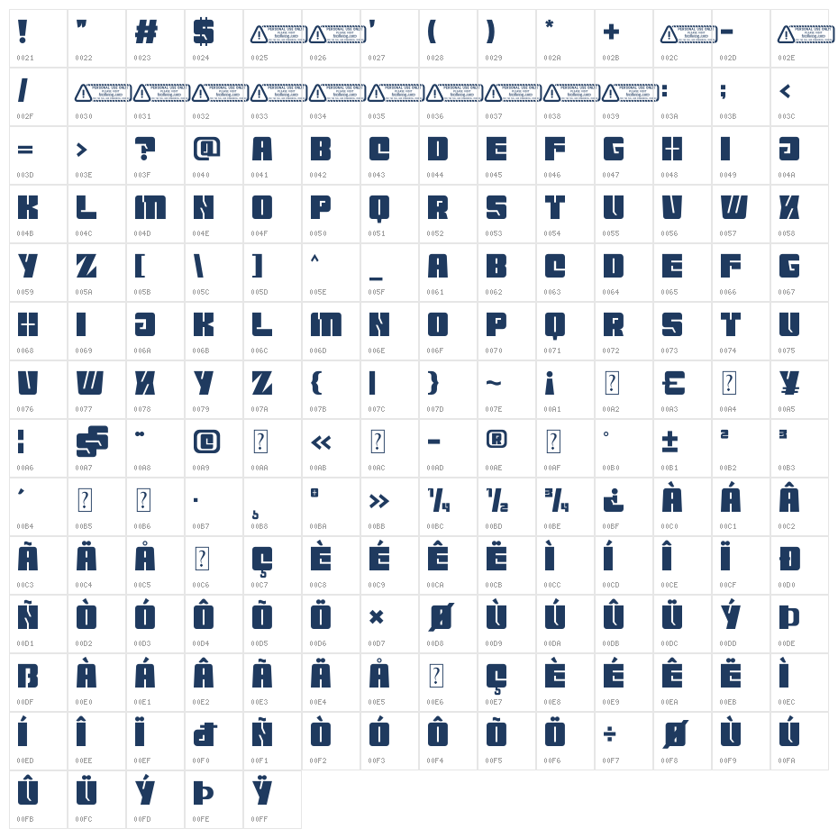 Liberisa PERSONAL USE ONLY! Character Map