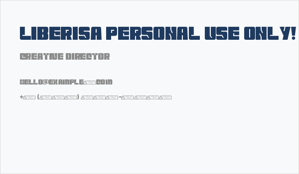 Liberisa PERSONAL USE ONLY! Business Card