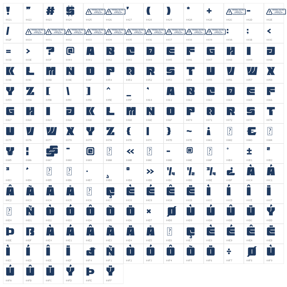 Liberisco PERSONAL USE ONLY! Character Map