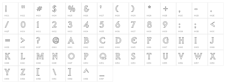 Liberty Hollow Character Map