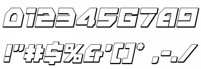 Liberty Island 3D Italic Font OTHER CHARS