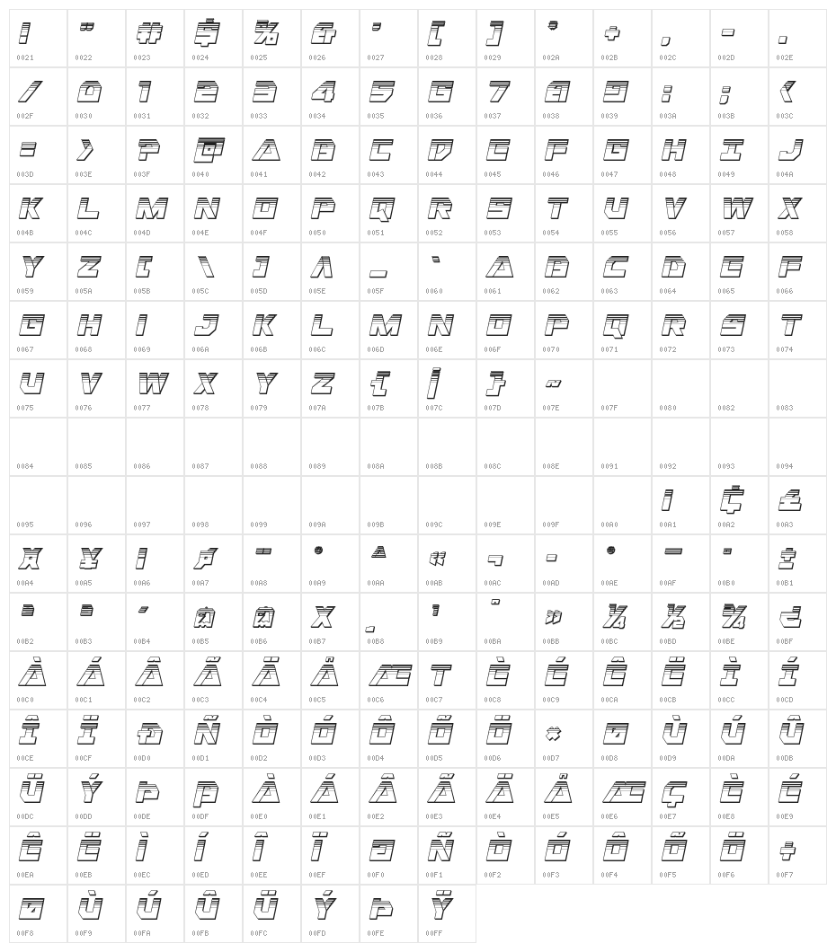 Liberty Island Chrome Italic Character Map