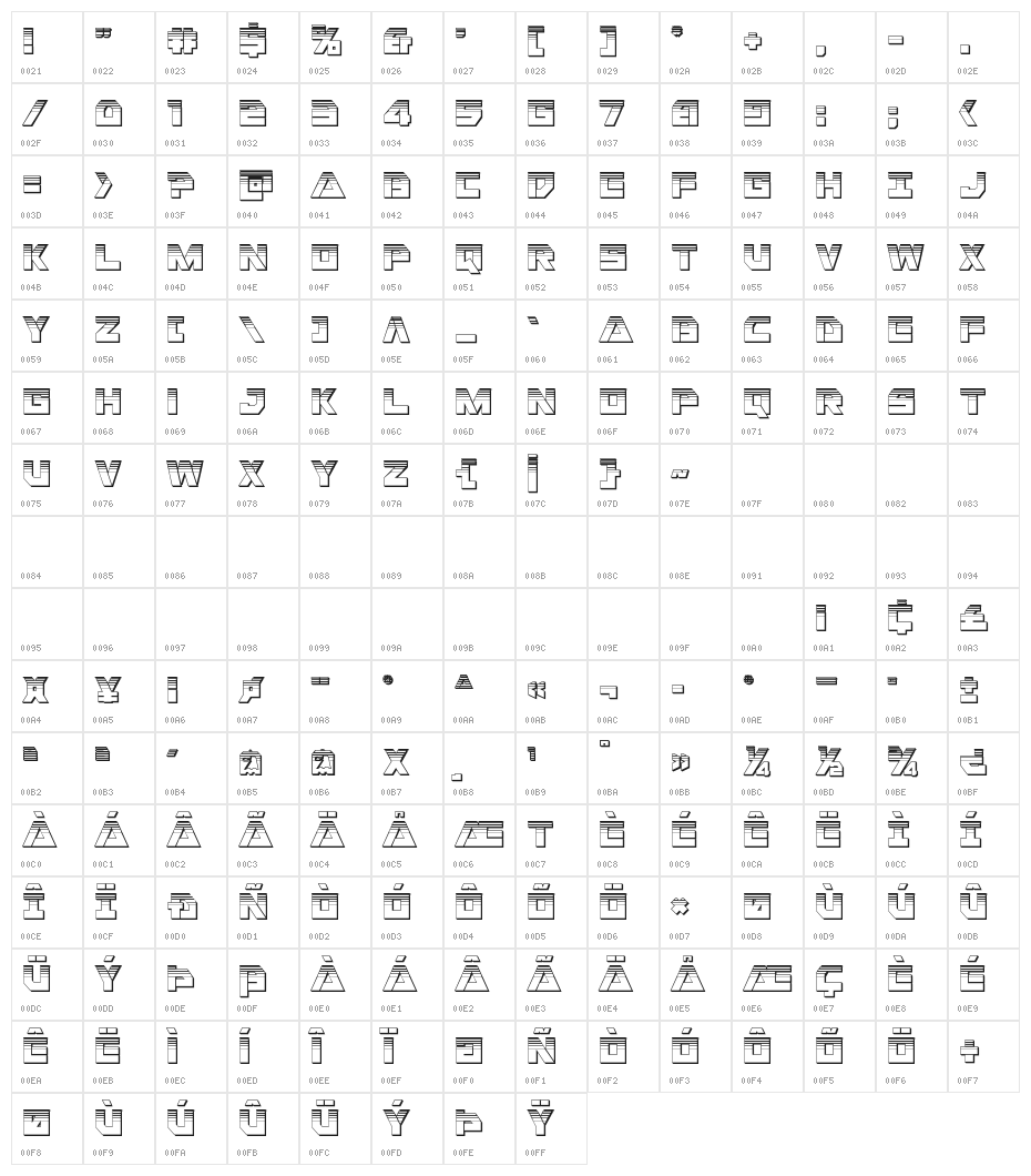 Liberty Island Chrome Regular Character Map