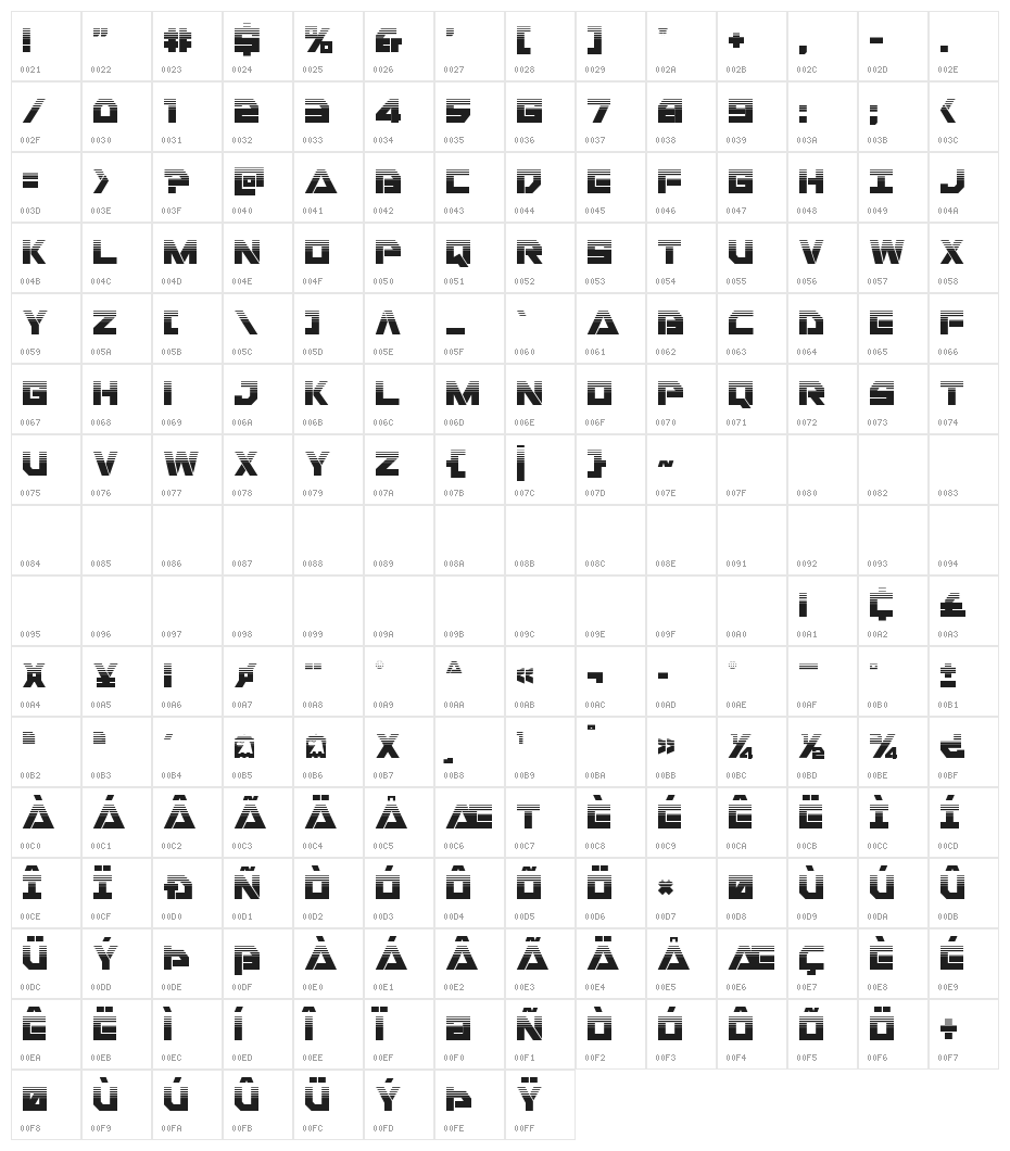 Liberty Island Half-Tone Regular Character Map