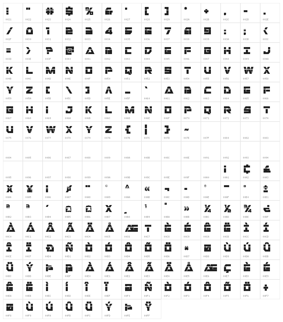 Liberty Island Laser Regular Character Map