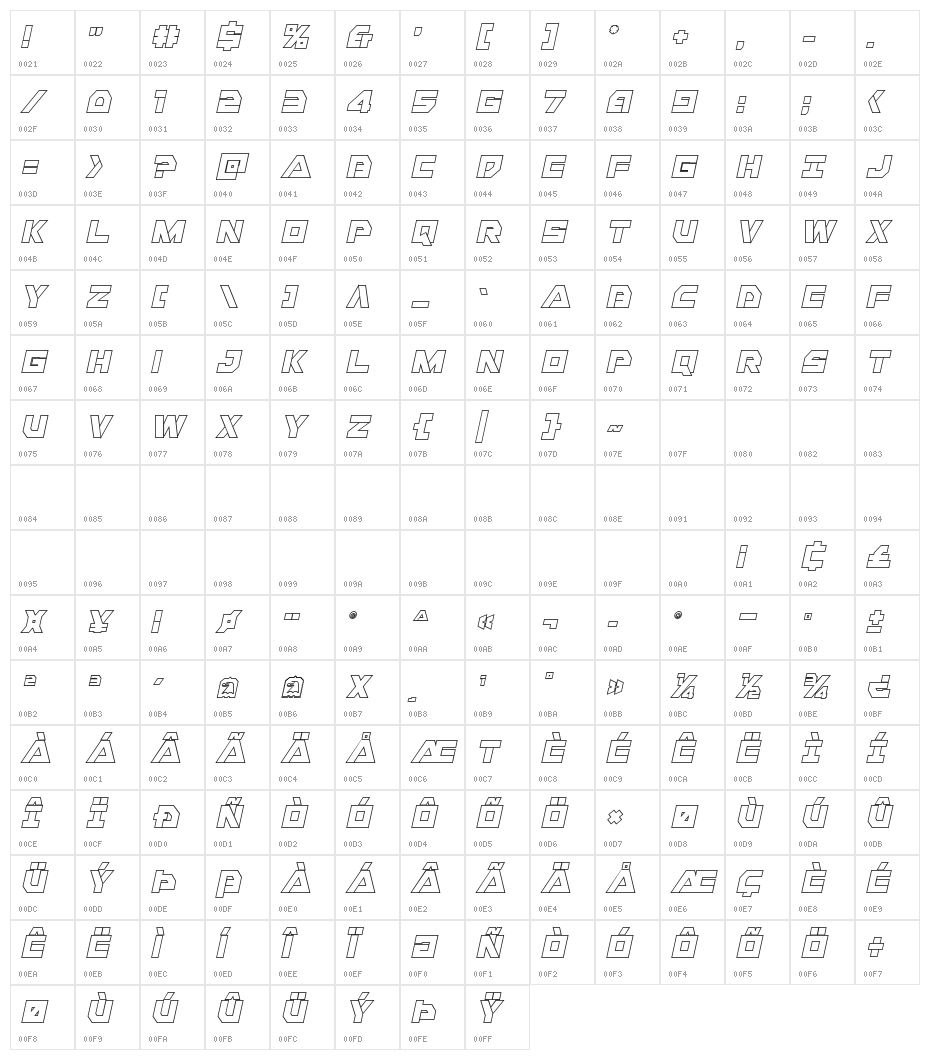 Liberty Island Outline Italic Character Map