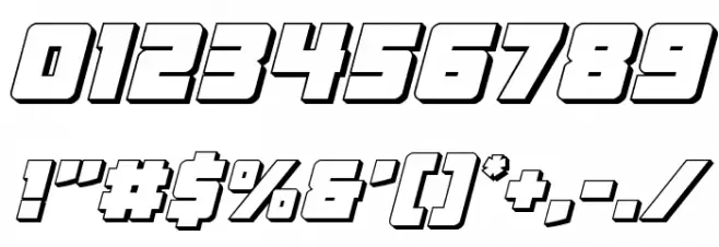 Liberty Legion 3D Italic Font OTHER CHARS