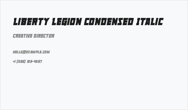 Liberty Legion Condensed Italic Business Card