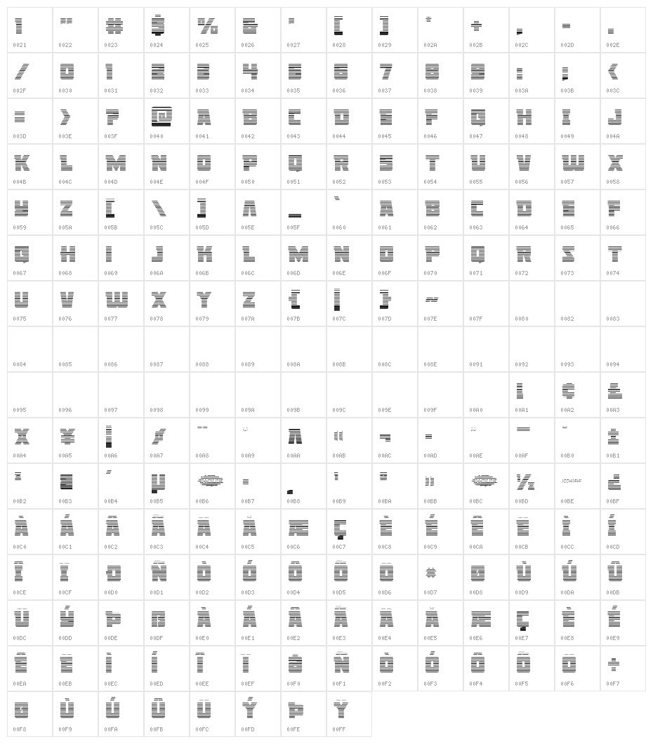 Liberty Legion Gradient Character Map