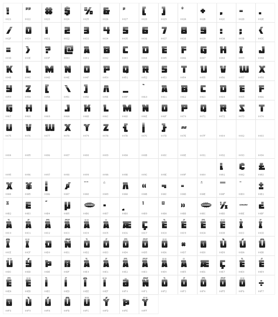 Liberty Legion Halftone Character Map