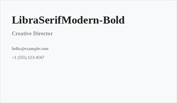 LibraSerifModern-Bold Business Card