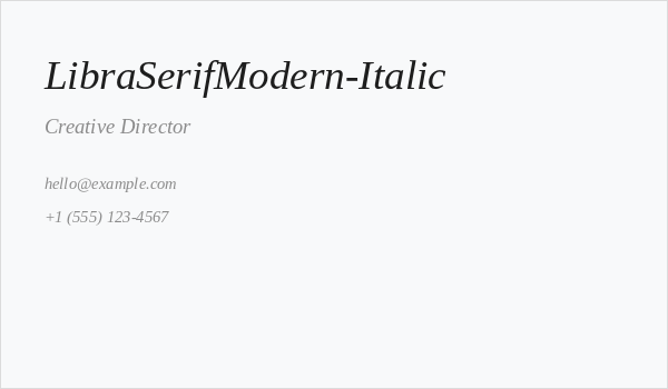 LibraSerifModern-Italic Business Card