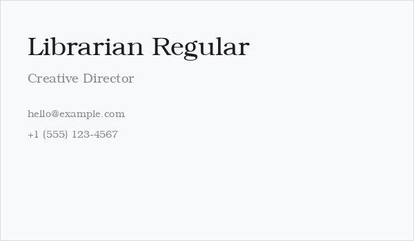 Librarian Regular Business Card