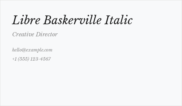 Libre Baskerville Italic Business Card