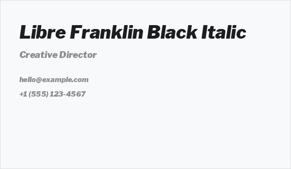 Libre Franklin Black Italic Business Card