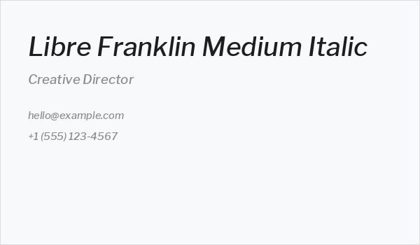 Libre Franklin Medium Italic Business Card
