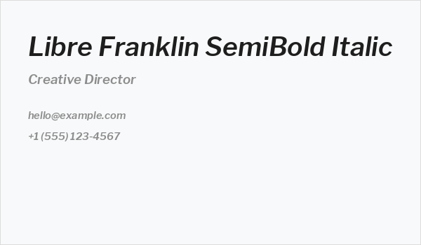 Libre Franklin SemiBold Italic Business Card