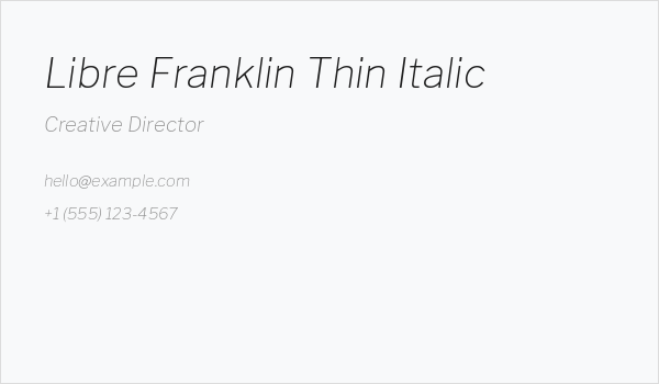 Libre Franklin Thin Italic Business Card