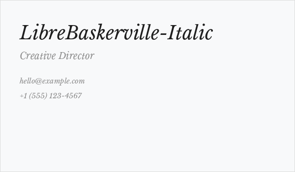 LibreBaskerville-Italic Business Card