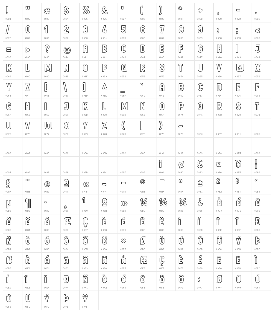 LichtePostBus Character Map