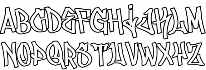 Lickos Graffiti Outline Caratteri MAIUSCOLE