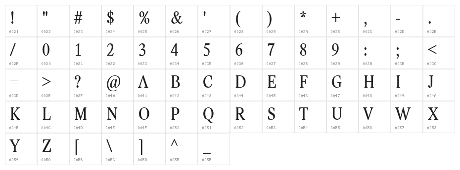 Lido STF Cond CE Character Map