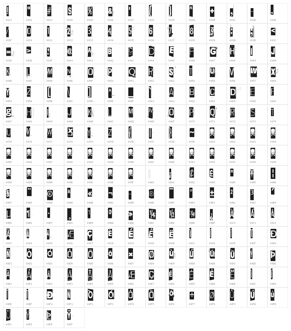 Lievidence Nega Character Map