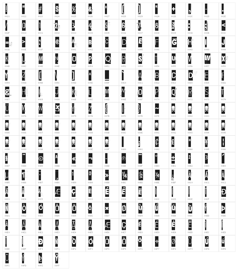 Lievidence SQR Character Map