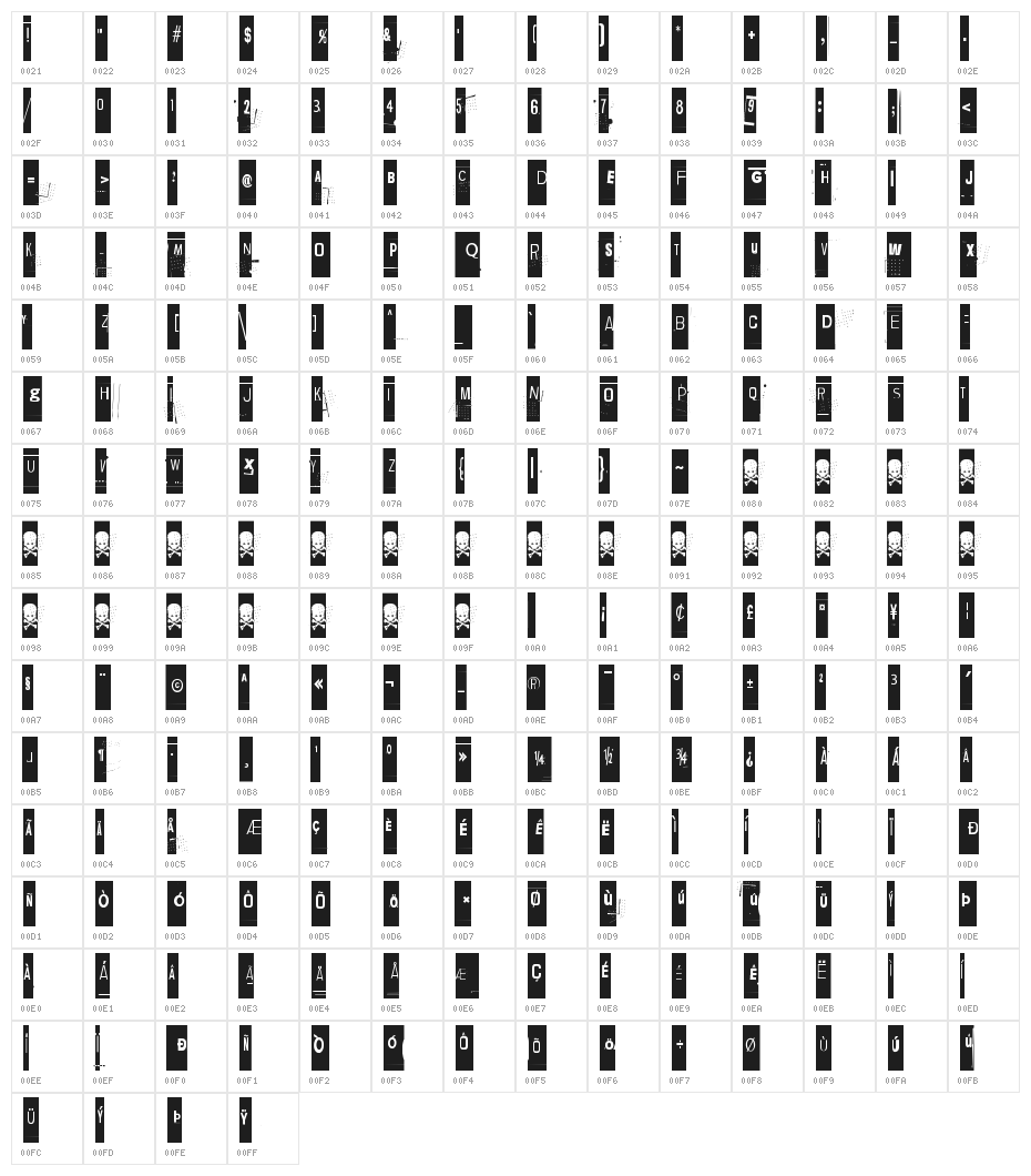 Lievidence TNY Character Map