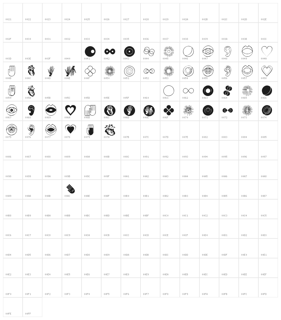 LifeIcons Character Map