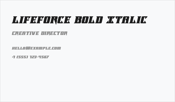 Lifeforce Bold Italic Business Card