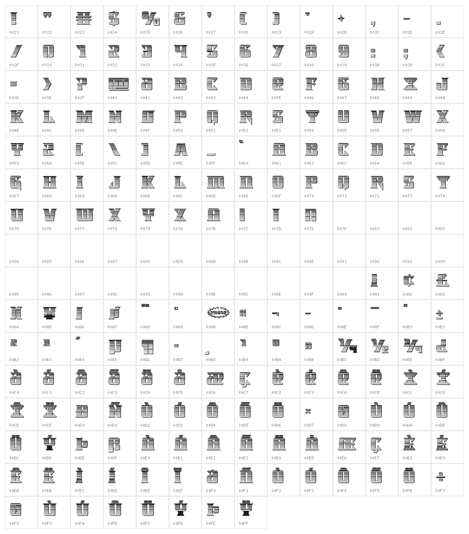 Lifeforce Chrome Character Map