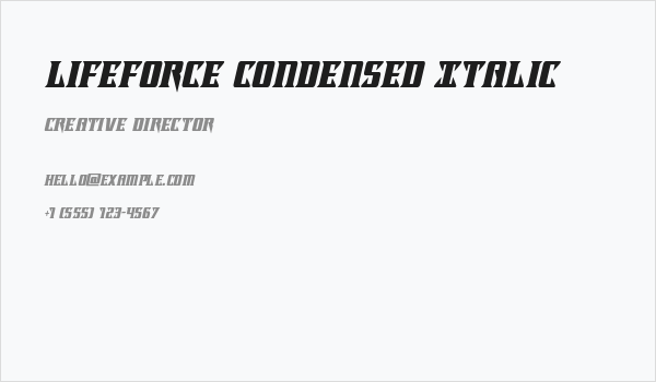 Lifeforce Condensed Italic Business Card